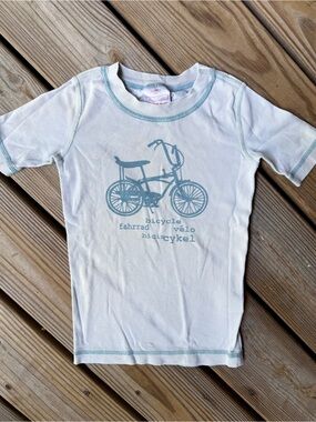Hanna Andersson Organic Cotton Bicycle Tee Scandi Multilingual Kid's Sz 8 130